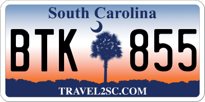 SC license plate BTK855