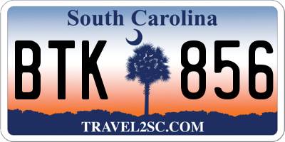 SC license plate BTK856