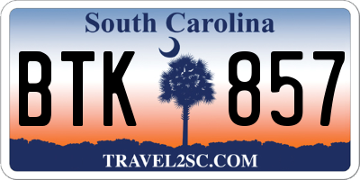 SC license plate BTK857