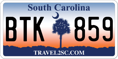 SC license plate BTK859