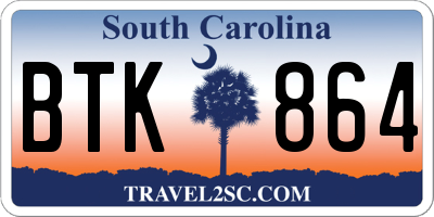 SC license plate BTK864