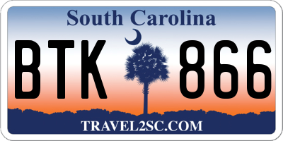 SC license plate BTK866