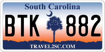 SC license plate BTK882