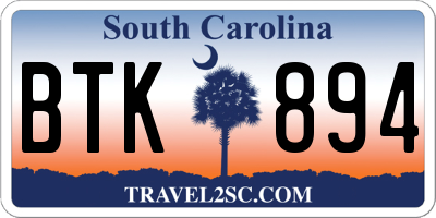 SC license plate BTK894