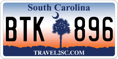 SC license plate BTK896