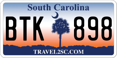 SC license plate BTK898