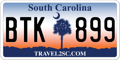 SC license plate BTK899