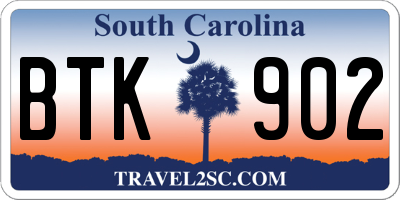 SC license plate BTK902