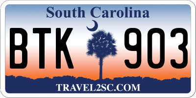 SC license plate BTK903