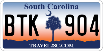SC license plate BTK904