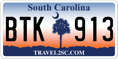 SC license plate BTK913