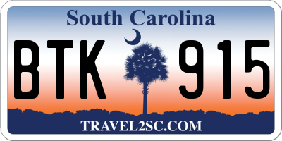 SC license plate BTK915