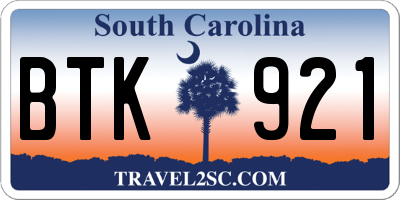 SC license plate BTK921