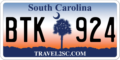 SC license plate BTK924