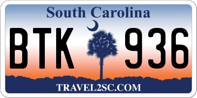 SC license plate BTK936