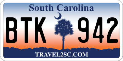 SC license plate BTK942