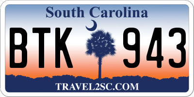 SC license plate BTK943