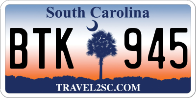 SC license plate BTK945