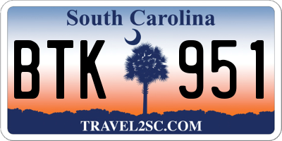 SC license plate BTK951