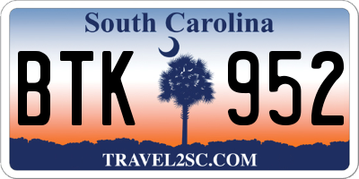 SC license plate BTK952