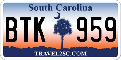 SC license plate BTK959