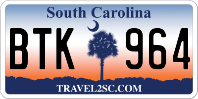 SC license plate BTK964