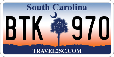 SC license plate BTK970