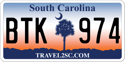 SC license plate BTK974