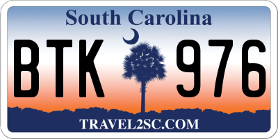 SC license plate BTK976
