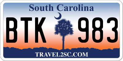 SC license plate BTK983