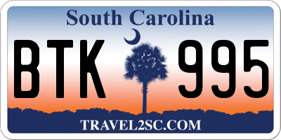 SC license plate BTK995