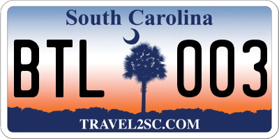 SC license plate BTL003