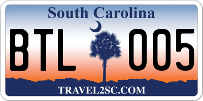 SC license plate BTL005