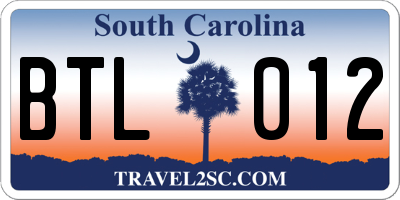 SC license plate BTL012