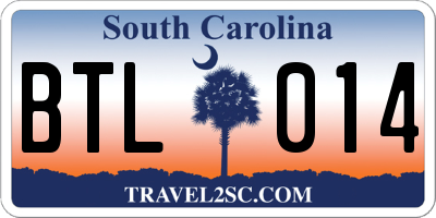SC license plate BTL014