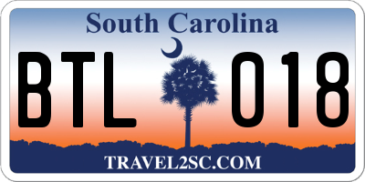 SC license plate BTL018