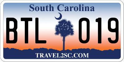 SC license plate BTL019