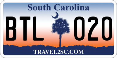 SC license plate BTL020