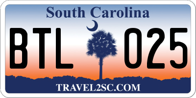 SC license plate BTL025