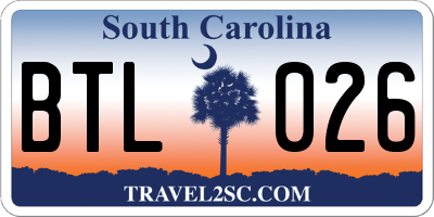 SC license plate BTL026