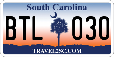 SC license plate BTL030