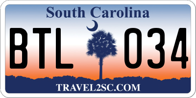 SC license plate BTL034