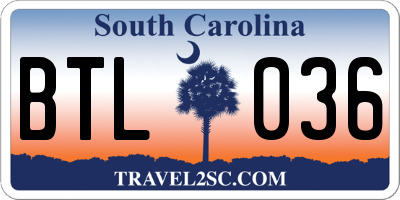 SC license plate BTL036
