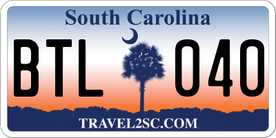 SC license plate BTL040