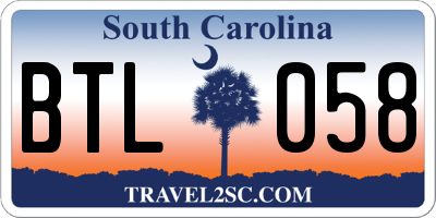 SC license plate BTL058