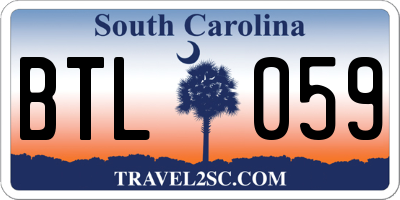 SC license plate BTL059
