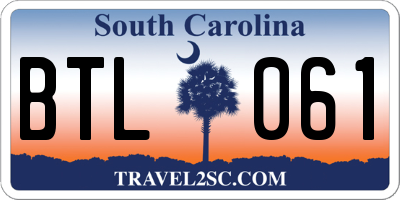 SC license plate BTL061