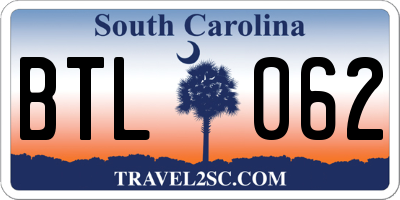SC license plate BTL062