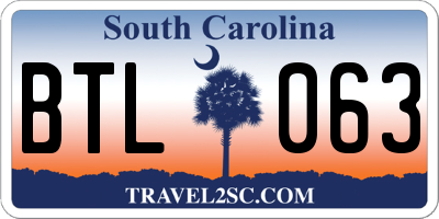SC license plate BTL063