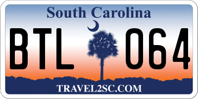 SC license plate BTL064